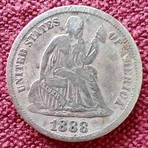 lot 14 image: 1888 Liberty Seated Dime - Nice