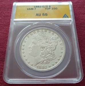 lot 16 image: 1882-OO VAM-7 Morgan Dollar - ANACS AU55