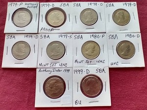 lot 20 image: (10) Susan B Anthony Dollars
