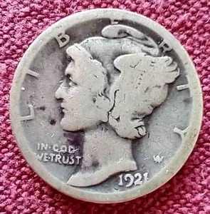 lot 28 image: 1921-D Mercury Dime - Key Date