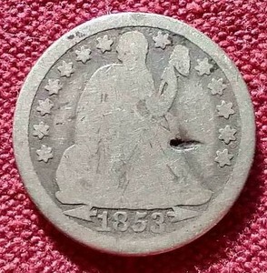 lot 36 image: 1853 Liberty Seated Dime - With Arrows At Date