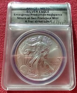 lot 42 image: 2021 American 1 oz Silver Eagle - ANACS MS70