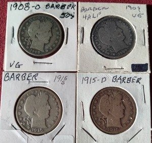 lot 52 image: (4) Barber Half Dollars