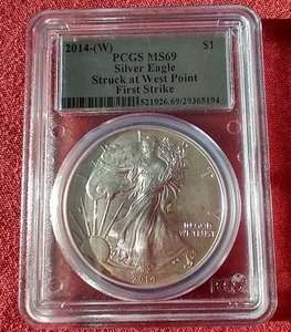 lot 56 image: 2014-W American 1 oz Silver Eagle - PCGS MS69 First Strike