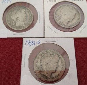 lot 57 image: (3) Barber Half Dollars