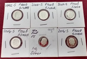 lot 78 image: (6) Proof Silver Dimes