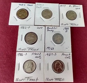lot 101 image: (7) Nickels - Uncirculated & Proofs