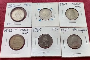 lot 115 image: (6) Washington Quarters - Includes (1) Silver