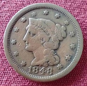 lot 121 image: 1848 Braided Hair Large Cent