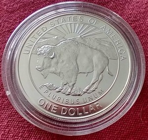 lot 124 image: 1999 Yellowstone Commemorative Silver Dollar