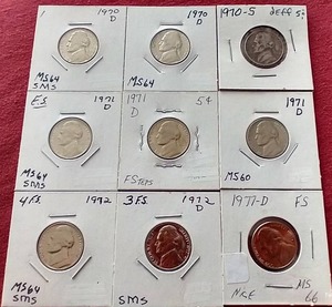 lot 132 image: (9) Nickels - Mostly Uncirculated