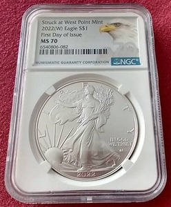 lot 139 image: 2022(W) American 1 oz Silver Eagle - NGC MS70 First Day of Issue