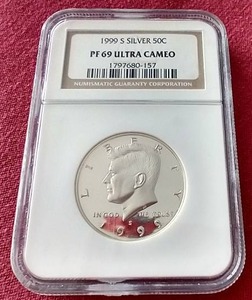 lot 147 image: 1999-S Silver Kennedy Half Dollar - PF69 Ultra Cameo