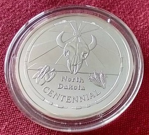 lot 157 image: North Dakota Centennial 1 oz Silver Round