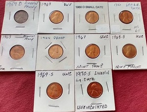 lot 159 image: (10) Pennies - Mostly Uncirculated & Proof