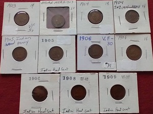 lot 175 image: (11) Indian Pennies