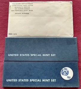 lot 185 image: (3) U.S. Mint Special Mint Sets - 1965-1967