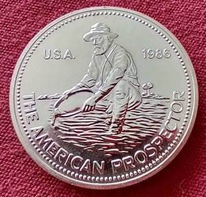lot 188 image: 1986 Engelhard 1 oz Silver Prospector Round