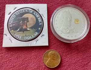 lot 197 image: Small Oddball Lot - Colorized Ike, Etc