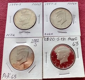 lot 210 image: (4) Proof Kennedy Half Dollars