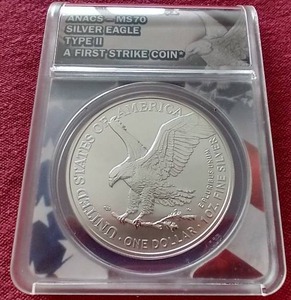 lot 214 image: 2021 American 1 oz Silver Eagle - ANACS MS70