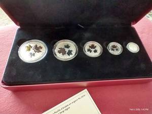 Awesome 2016 Canada Silver Maple Leaf Fractional Set (5) Coins With Box & COA