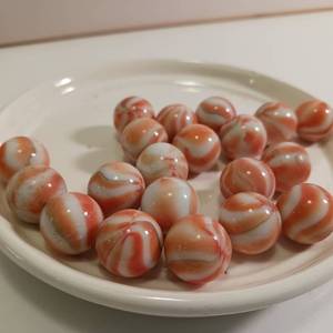 lot 410 image: Large Lot of Antique Vintage Flame Orange Swirl Old Glass Marbles