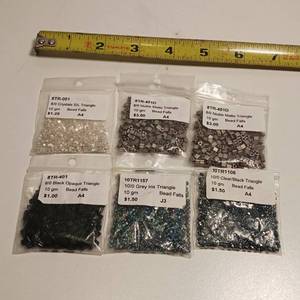 lot 437 image: Lot of 6 packages, Triangle Seed Beads
