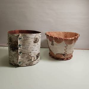 lot 442 image: Handcrafted birch bark baskets (2 of them)