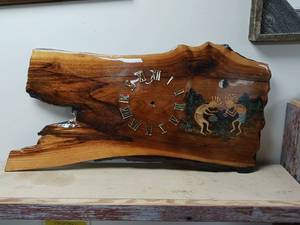 lot 470 image: TC Custom Wood Inc. 26x13-in hand-painted wooden wall hanging clock base