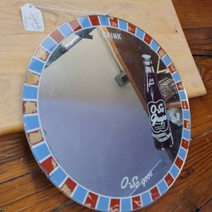 lot 97 image: Vintage O-So Grape soda bottle  Very Old and Collectible Mirror (Authentic, not a reproduction)