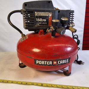 lot 133 image: Porter-Cable 6-Gallon Pancake Air Compressor - Works