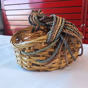 lot 239 image: Vintage-style, rustic woven wood basket