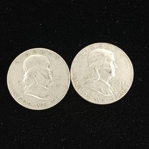 lot 110A image: Franklin Half Dollars - 90% silver - 2 coins - Tax Exempt