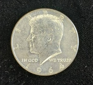 lot 325A image: 1964 Kennedy Half Dollars 1 coin - last year of 90% silver - Tax Exempt