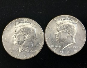 lot 441 image: 1964 Kennedy Half Dollars 2 coins - Flat Rate Coin Shipping - Tax Exempt