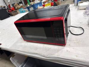 lot 1690 image: Compact Red Trim Microwave