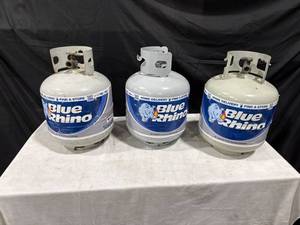 lot 1771 image: Three Blue Rhino Propane Tanks (empty)