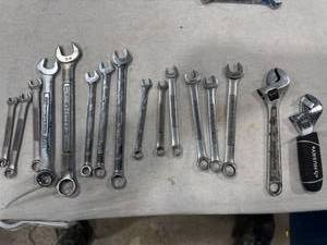 lot 1793 image: Assorted Craftsman Wrenches Lot including both open-end and adjustable types.