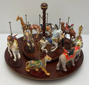 EST. $250.00-$500.00 Franklin Mint Treasury Of The Carousel Collectible With 12 Animals