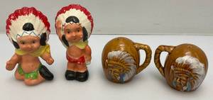 lot 33 image: Misc. Vintage Native American Collectible Salt & Pepper Shakers