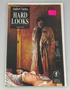 lot 62 image: 1998 Autographed By (J. OBarr) Andrew Vachss HARD LOOKS Dark Horse #3 Comic (Bagged And Carded)