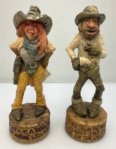 lot 126 image: 1990s Collectible CHRIS HAMMACK Spit N Whistle 9 34 Cowboy And Cowgirl Figurines
