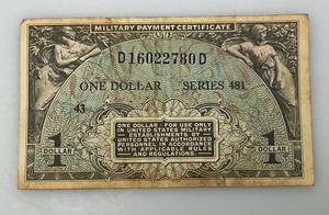 1940's One Dollar Series 481 Military Payment Certificate Currency