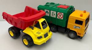 lot 178 image: Toy Trucks Including Plastic Garbage Truck And Dump Truck