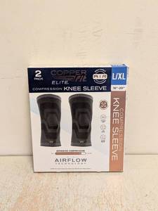 lot 54 image: COPPERFIT ELITE COMPRESSION KNEE SLEEVE LXL 2PK