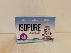 lot 63 image: NEW ISOPURE PROTIEN WATER BEVERAGE MIXED BERRY 12PK