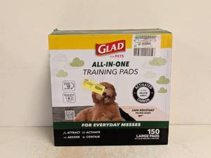 lot 152 image: NEW GLAD FOR PETS ALL IN ONE TRAINING PADS 150PK