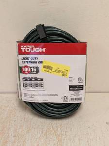 lot 151 image: NEW HYPER TOUGH LIGHT DUTY EXTENSION CORD 100FT INDOOROUTDOOR