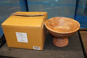 lot 20 image: Creative Co-Op 9.75 Round Wooden Footed Bowl